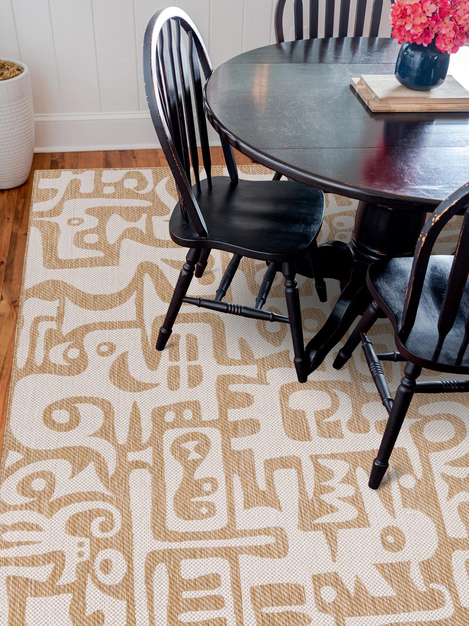 Taupe 7' 10 x 7' 10 Outdoor Modern Square Area Rug Weather Resistant for Patio, Deck, Terrace, Balcony, Porch 100% Polypropylene Modern Outside Carpet for Sale at Rug Engine