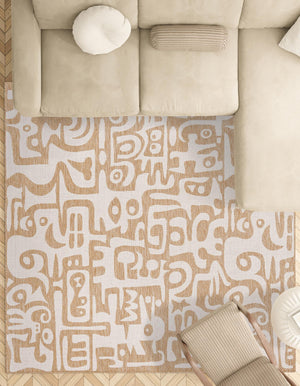 Taupe 10' x 10' Outdoor Modern Square Area Rug Weather Resistant for Patio, Deck, Terrace, Balcony, Porch 100% Polypropylene Modern Outside Carpet for Sale at Rug Engine