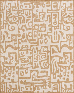 Taupe 7' 10 x 10' Outdoor Modern Rectangle Area Rug Weather Resistant for Patio, Deck, Terrace, Balcony, Porch 100% Polypropylene Modern Outside Carpet for Sale at Rug Engine