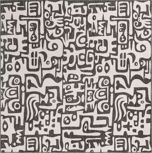 Black and White 10' x 10' Outdoor Modern Square Area Rug Weather Resistant for Patio, Deck, Terrace, Balcony, Porch 100% Polypropylene Modern Outside Carpet for Sale at Rug Engine