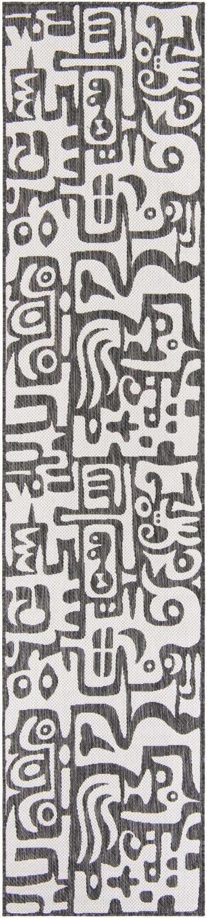 Black and White 2' 7 x 12' Outdoor Modern Runner Area Rug Weather Resistant for Patio, Deck, Terrace, Balcony, Porch 100% Polypropylene Modern Outside Carpet for Sale at Rug Engine
