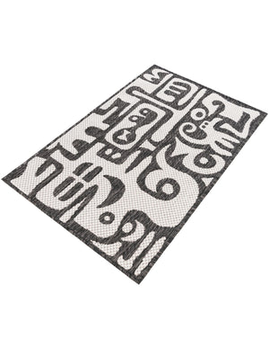 Black and White 2' x 3' 1 Outdoor Modern Rectangle Area Rug Weather Resistant for Patio, Deck, Terrace, Balcony, Porch 100% Polypropylene Modern Outside Carpet for Sale at Rug Engine