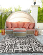 Black and White 5' 3 x 8' Outdoor Modern Rectangle Area Rug Weather Resistant for Patio, Deck, Terrace, Balcony, Porch 100% Polypropylene Modern Outside Carpet for Sale at Rug Engine