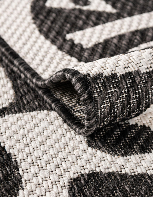 Black and White 6' 1 x 9' Outdoor Modern Rectangle Area Rug Weather Resistant for Patio, Deck, Terrace, Balcony, Porch 100% Polypropylene Modern Outside Carpet for Sale at Rug Engine