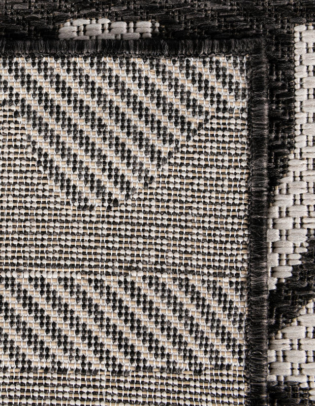 Black and White 2' x 3' 1 Outdoor Modern Rectangle Area Rug Weather Resistant for Patio, Deck, Terrace, Balcony, Porch 100% Polypropylene Modern Outside Carpet for Sale at Rug Engine
