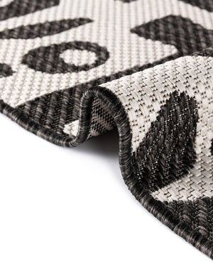 Black and White 6' 1 x 9' Outdoor Modern Rectangle Area Rug Weather Resistant for Patio, Deck, Terrace, Balcony, Porch 100% Polypropylene Modern Outside Carpet for Sale at Rug Engine