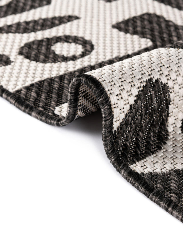 Black and White 6' 1 x 9' Outdoor Modern Rectangle Area Rug Weather Resistant for Patio, Deck, Terrace, Balcony, Porch 100% Polypropylene Modern Outside Carpet for Sale at Rug Engine