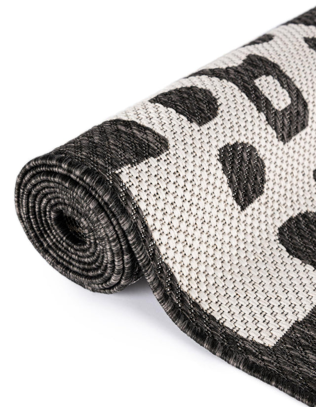 Black and White 2' x 3' 1 Outdoor Modern Rectangle Area Rug Weather Resistant for Patio, Deck, Terrace, Balcony, Porch 100% Polypropylene Modern Outside Carpet for Sale at Rug Engine