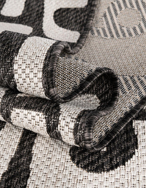 Black and White 6' 1 x 9' Outdoor Modern Rectangle Area Rug Weather Resistant for Patio, Deck, Terrace, Balcony, Porch 100% Polypropylene Modern Outside Carpet for Sale at Rug Engine