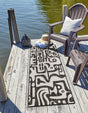 Black and White 2' x 8' Outdoor Modern Runner Area Rug Weather Resistant for Patio, Deck, Terrace, Balcony, Porch 100% Polypropylene Modern Outside Carpet for Sale at Rug Engine