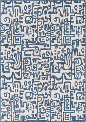 Blue 10' x 14' 1 Outdoor Modern Rectangle Area Rug Weather Resistant for Patio, Deck, Terrace, Balcony, Porch 100% Polypropylene Modern Outside Carpet for Sale at Rug Engine