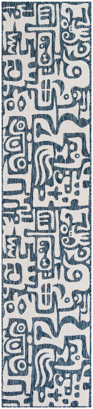 Blue 2' 7 x 12' Outdoor Modern Runner Area Rug Weather Resistant for Patio, Deck, Terrace, Balcony, Porch 100% Polypropylene Modern Outside Carpet for Sale at Rug Engine