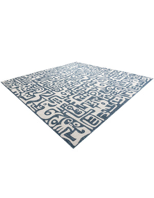 Blue 12' x 12' Outdoor Modern Square Area Rug Weather Resistant for Patio, Deck, Terrace, Balcony, Porch 100% Polypropylene Modern Outside Carpet for Sale at Rug Engine