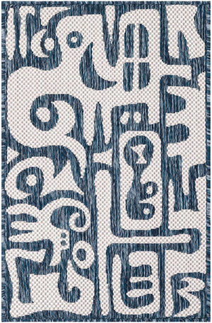 Blue 2' x 3' 1 Outdoor Modern Rectangle Area Rug Weather Resistant for Patio, Deck, Terrace, Balcony, Porch 100% Polypropylene Modern Outside Carpet for Sale at Rug Engine