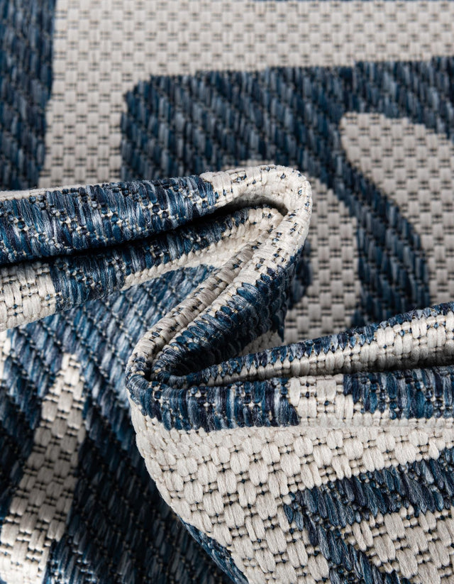 Blue 4' 1 x 6' 1 Outdoor Modern Rectangle Area Rug Weather Resistant for Patio, Deck, Terrace, Balcony, Porch 100% Polypropylene Modern Outside Carpet for Sale at Rug Engine