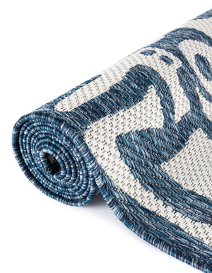 Blue 4' 1 x 6' 1 Outdoor Modern Rectangle Area Rug Weather Resistant for Patio, Deck, Terrace, Balcony, Porch 100% Polypropylene Modern Outside Carpet for Sale at Rug Engine