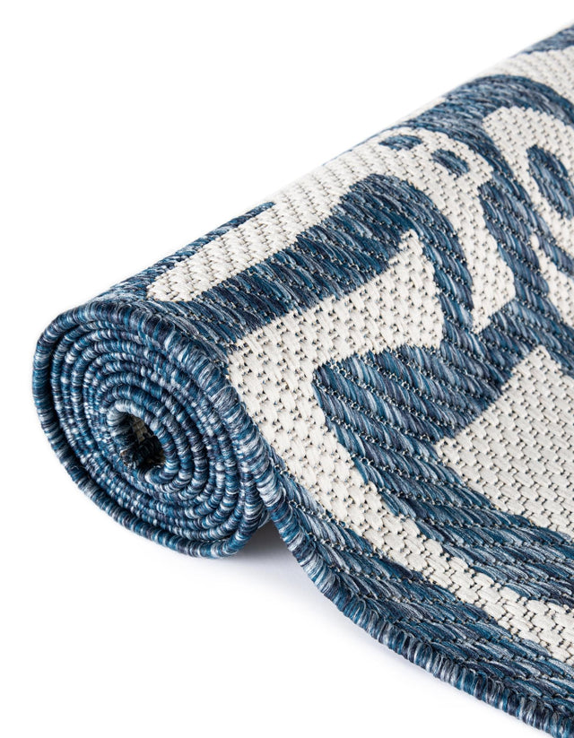 Blue 4' 1 x 6' 1 Outdoor Modern Rectangle Area Rug Weather Resistant for Patio, Deck, Terrace, Balcony, Porch 100% Polypropylene Modern Outside Carpet for Sale at Rug Engine