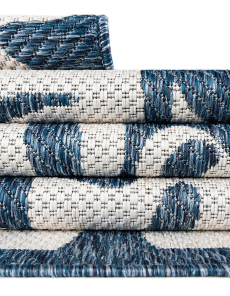 Blue 4' 1 x 6' 1 Outdoor Modern Rectangle Area Rug Weather Resistant for Patio, Deck, Terrace, Balcony, Porch 100% Polypropylene Modern Outside Carpet for Sale at Rug Engine