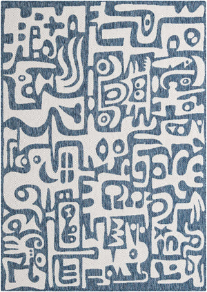 Blue 5' 3 x 8' Outdoor Modern Rectangle Area Rug Weather Resistant for Patio, Deck, Terrace, Balcony, Porch 100% Polypropylene Modern Outside Carpet for Sale at Rug Engine