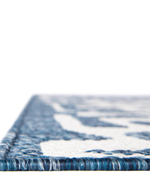 Blue 2' x 4' 1 Outdoor Modern Runner Area Rug Weather Resistant for Patio, Deck, Terrace, Balcony, Porch 100% Polypropylene Modern Outside Carpet for Sale at Rug Engine