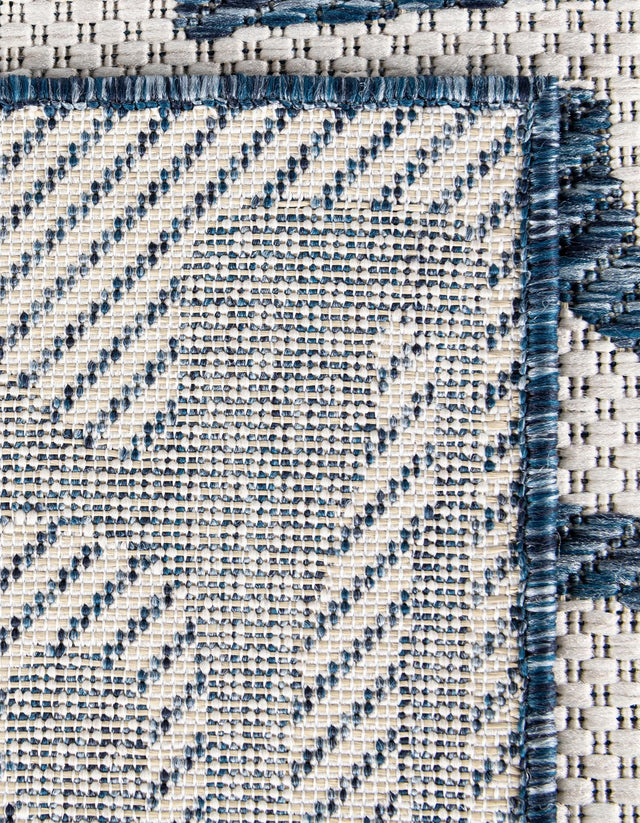 Blue 2' x 4' 1 Outdoor Modern Runner Area Rug Weather Resistant for Patio, Deck, Terrace, Balcony, Porch 100% Polypropylene Modern Outside Carpet for Sale at Rug Engine