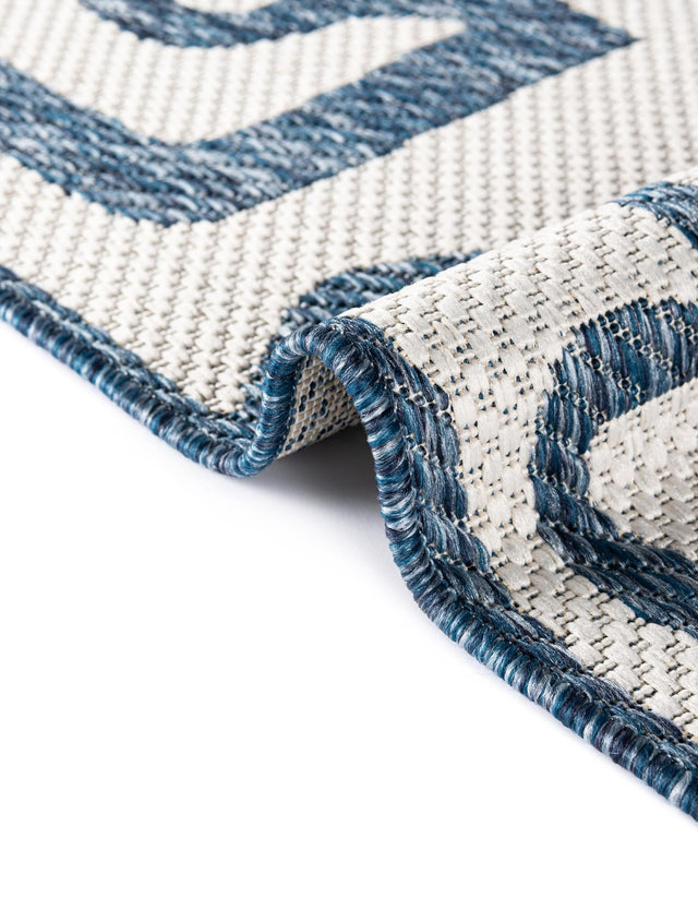 Blue 2' x 4' 1 Outdoor Modern Runner Area Rug Weather Resistant for Patio, Deck, Terrace, Balcony, Porch 100% Polypropylene Modern Outside Carpet for Sale at Rug Engine