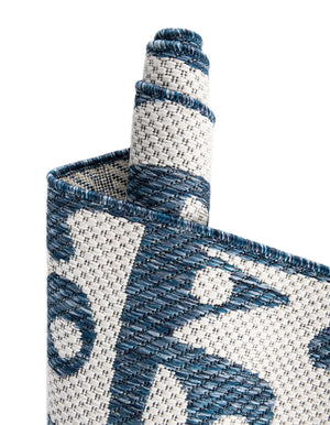 Blue 2' x 4' 1 Outdoor Modern Runner Area Rug Weather Resistant for Patio, Deck, Terrace, Balcony, Porch 100% Polypropylene Modern Outside Carpet for Sale at Rug Engine