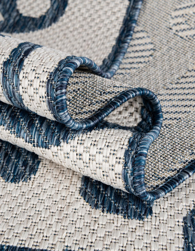 Blue 2' x 4' 1 Outdoor Modern Runner Area Rug Weather Resistant for Patio, Deck, Terrace, Balcony, Porch 100% Polypropylene Modern Outside Carpet for Sale at Rug Engine