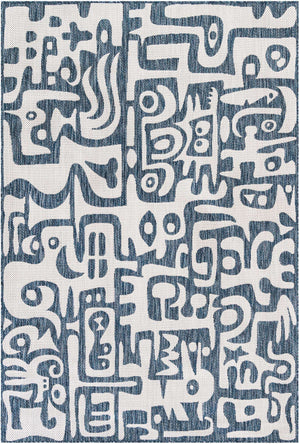 Blue 6' 1 x 9' Outdoor Modern Rectangle Area Rug Weather Resistant for Patio, Deck, Terrace, Balcony, Porch 100% Polypropylene Modern Outside Carpet for Sale at Rug Engine