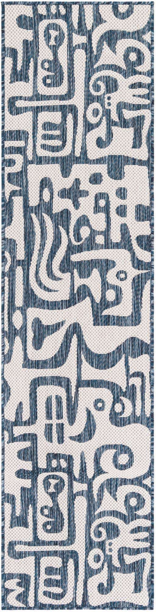 Blue 2' x 8' Outdoor Modern Runner Area Rug Weather Resistant for Patio, Deck, Terrace, Balcony, Porch 100% Polypropylene Modern Outside Carpet for Sale at Rug Engine