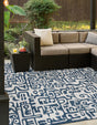 Blue 10' x 10' Outdoor Modern Square Area Rug Weather Resistant for Patio, Deck, Terrace, Balcony, Porch 100% Polypropylene Modern Outside Carpet for Sale at Rug Engine