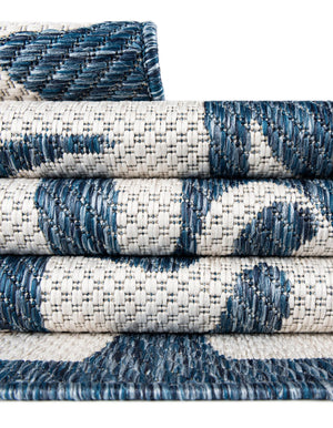 Blue 12' x 12' Outdoor Modern Square Area Rug Weather Resistant for Patio, Deck, Terrace, Balcony, Porch 100% Polypropylene Modern Outside Carpet for Sale at Rug Engine
