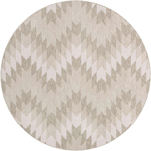 Gray 10' x 10' Outdoor Modern Round Area Rug Weather Resistant for Patio, Deck, Terrace, Balcony, Porch 100% Polypropylene Modern Outside Carpet for Sale at Rug Engine