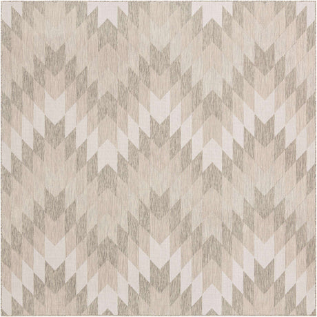 Gray 10' x 10' Outdoor Modern Square Area Rug Weather Resistant for Patio, Deck, Terrace, Balcony, Porch 100% Polypropylene Modern Outside Carpet for Sale at Rug Engine