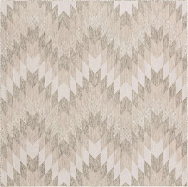 Gray 10' x 10' Outdoor Modern Square Area Rug Weather Resistant for Patio, Deck, Terrace, Balcony, Porch 100% Polypropylene Modern Outside Carpet for Sale at Rug Engine