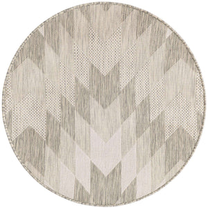 Gray 3' 1 x 3' 1 Outdoor Modern Round Area Rug Weather Resistant for Patio, Deck, Terrace, Balcony, Porch 100% Polypropylene Modern Outside Carpet for Sale at Rug Engine