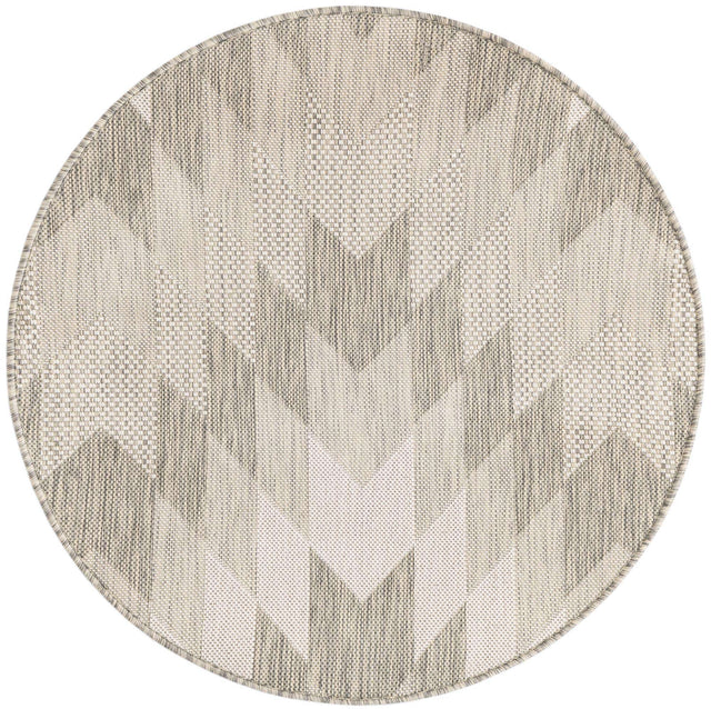 Gray 3' 1 x 3' 1 Outdoor Modern Round Area Rug Weather Resistant for Patio, Deck, Terrace, Balcony, Porch 100% Polypropylene Modern Outside Carpet for Sale at Rug Engine