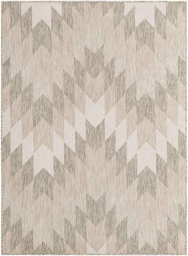 Gray 5' 3 x 7' 1 Outdoor Modern Rectangle Area Rug Weather Resistant for Patio, Deck, Terrace, Balcony, Porch 100% Polypropylene Modern Outside Carpet for Sale at Rug Engine