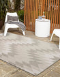Gray 4' 1 x 6' 1 Outdoor Modern Rectangle Area Rug Weather Resistant for Patio, Deck, Terrace, Balcony, Porch 100% Polypropylene Modern Outside Carpet for Sale at Rug Engine