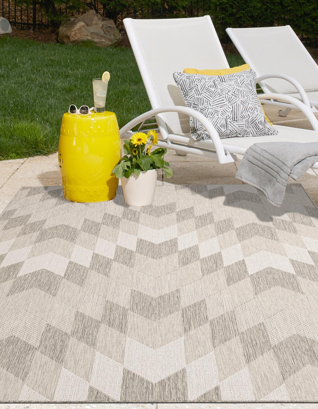 Gray 10' x 14' 1 Outdoor Modern Rectangle Rug