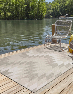 Gray 9' x 12' Outdoor Modern Rectangle Area Rug Weather Resistant for Patio, Deck, Terrace, Balcony, Porch 100% Polypropylene Modern Outside Carpet for Sale at Rug Engine