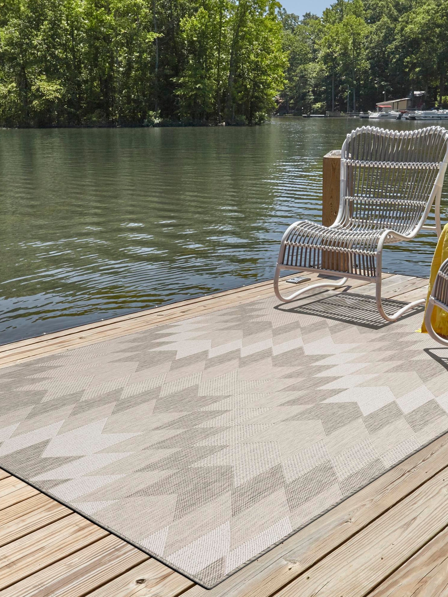 Gray 7' 10 x 10' Outdoor Modern Rectangle Area Rug Weather Resistant for Patio, Deck, Terrace, Balcony, Porch 100% Polypropylene Modern Outside Carpet for Sale at Rug Engine