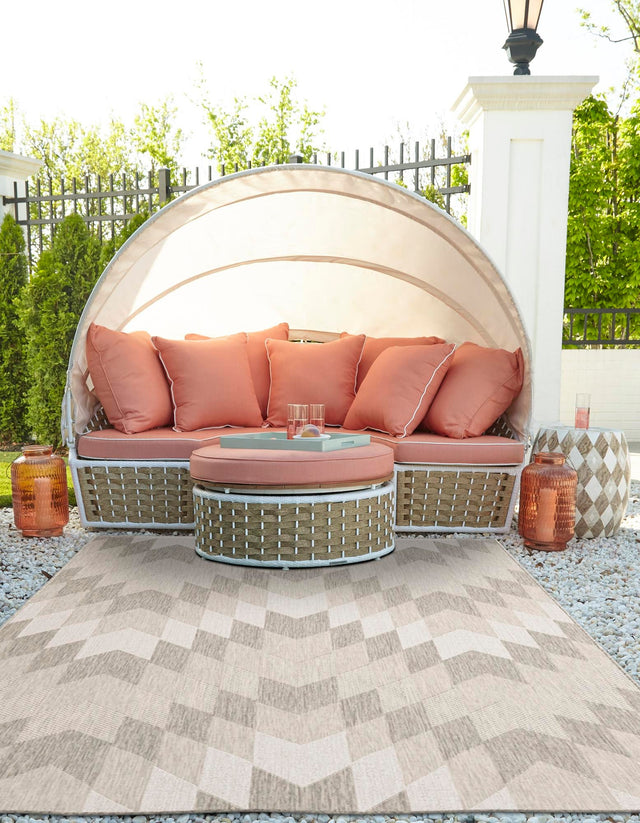 Gray 10' x 14' 1 Outdoor Modern Rectangle Rug
