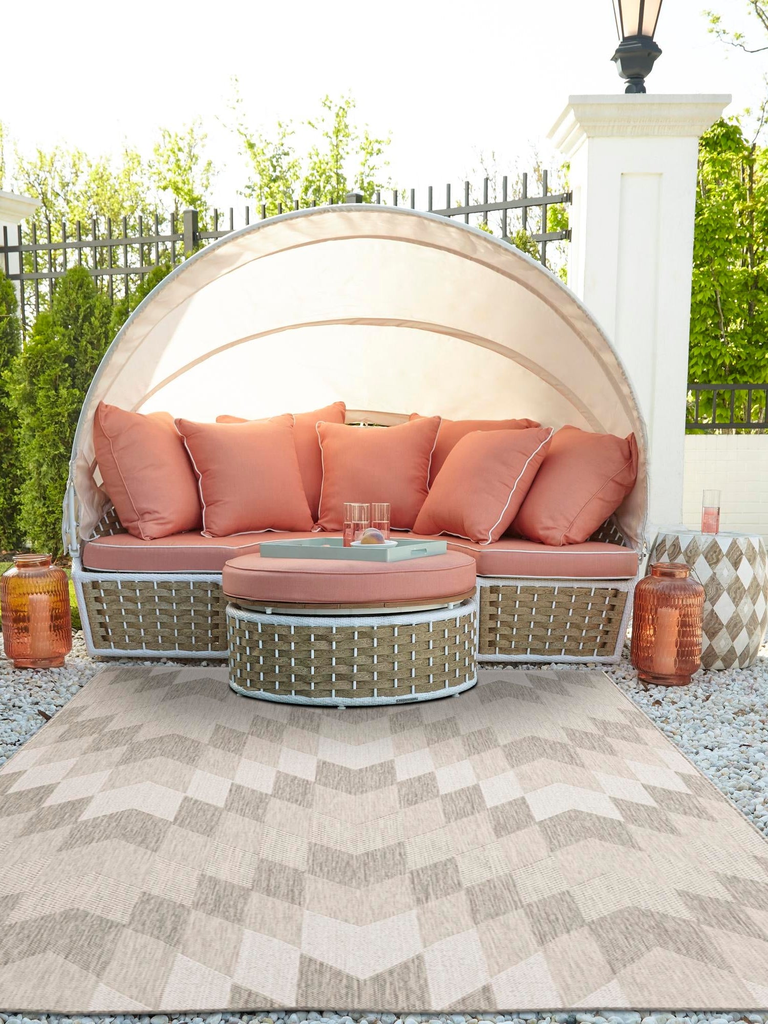 Gray 5' 3 x 8' Outdoor Modern Rectangle Area Rug Weather Resistant for Patio, Deck, Terrace, Balcony, Porch 100% Polypropylene Modern Outside Carpet for Sale at Rug Engine