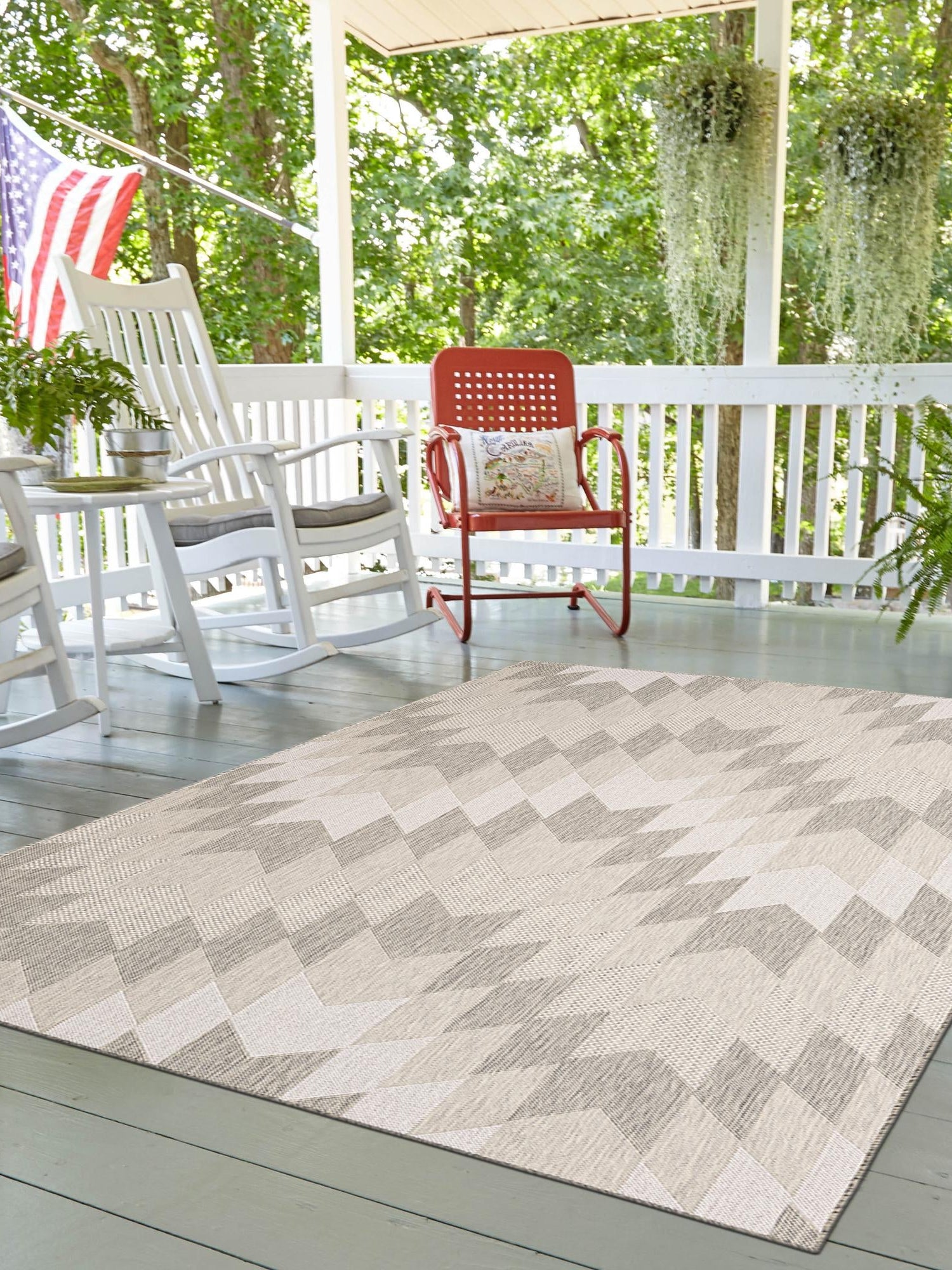 Gray 6' 1 x 9' Outdoor Modern Rectangle Area Rug Weather Resistant for Patio, Deck, Terrace, Balcony, Porch 100% Polypropylene Modern Outside Carpet for Sale at Rug Engine