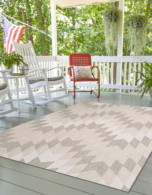 Gray 6' 1 x 9' Outdoor Modern Rectangle Area Rug Weather Resistant for Patio, Deck, Terrace, Balcony, Porch 100% Polypropylene Modern Outside Carpet for Sale at Rug Engine