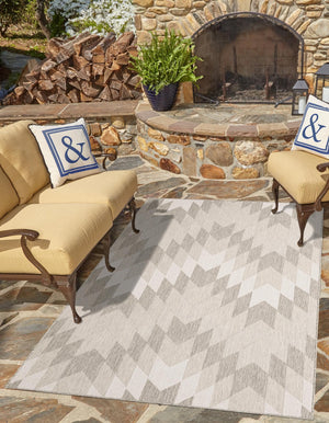 Gray 10' x 14' 1 Outdoor Modern Rectangle Rug