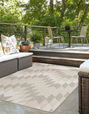 Gray 2' x 3' 1 Outdoor Modern Rectangle Area Rug Weather Resistant for Patio, Deck, Terrace, Balcony, Porch 100% Polypropylene Modern Outside Carpet for Sale at Rug Engine