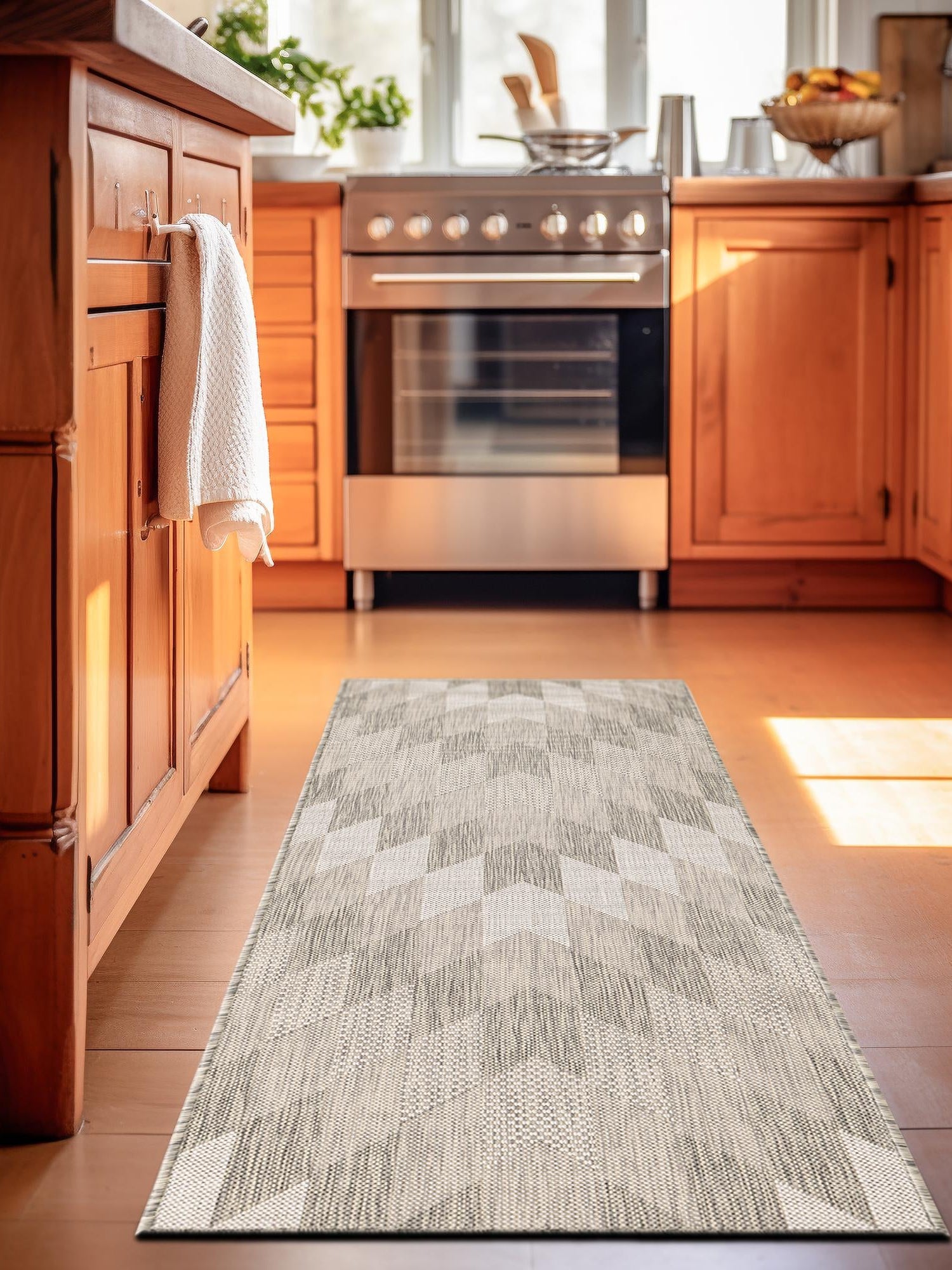 Gray 2' x 4' 1 Outdoor Modern Runner Area Rug Weather Resistant for Patio, Deck, Terrace, Balcony, Porch 100% Polypropylene Modern Outside Carpet for Sale at Rug Engine