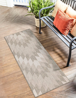 Gray 2' x 8' Outdoor Modern Runner Area Rug Weather Resistant for Patio, Deck, Terrace, Balcony, Porch 100% Polypropylene Modern Outside Carpet for Sale at Rug Engine